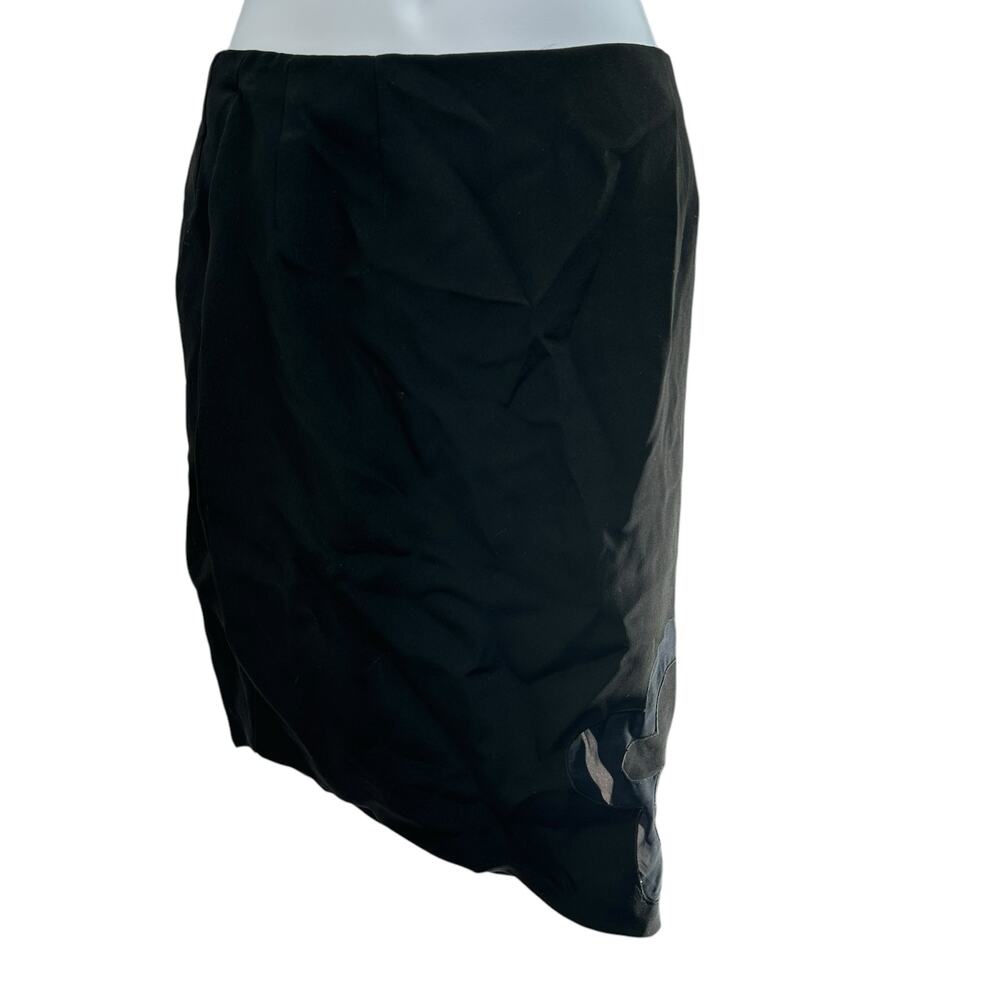 Raniero Gattinoni Black Skirt in Small Vintage 90s Italian Cutout Asymmetrical - Picture 4 of 7